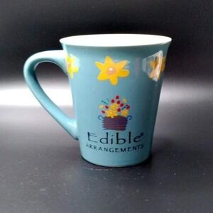 Edible Arrangements Teal Mug Yellow Flowers Fruit Basket Design Coffee Tea Cup